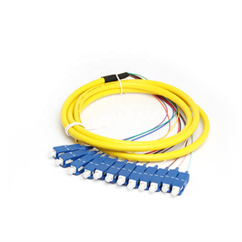 sc fiber optic patch panel 12 core fan out fiber optic colored pigtail