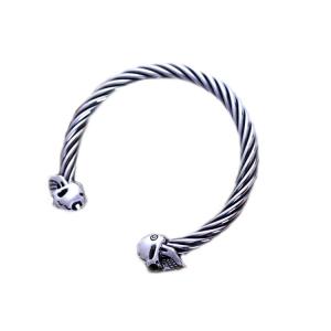 Quality Sterling Silver Cable Cuff Bracelet with Skull Vintage Jewelry (B6041204) wholesale