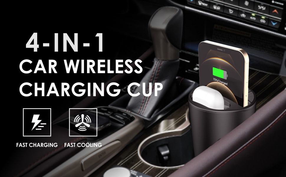 Cup-shape Charger 15W Wireless fast Charging with 5V/2A USB output
