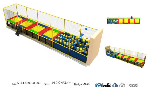 China Supply 32M2 Indoor CE Certified Trampoline Park Factory Price for Children