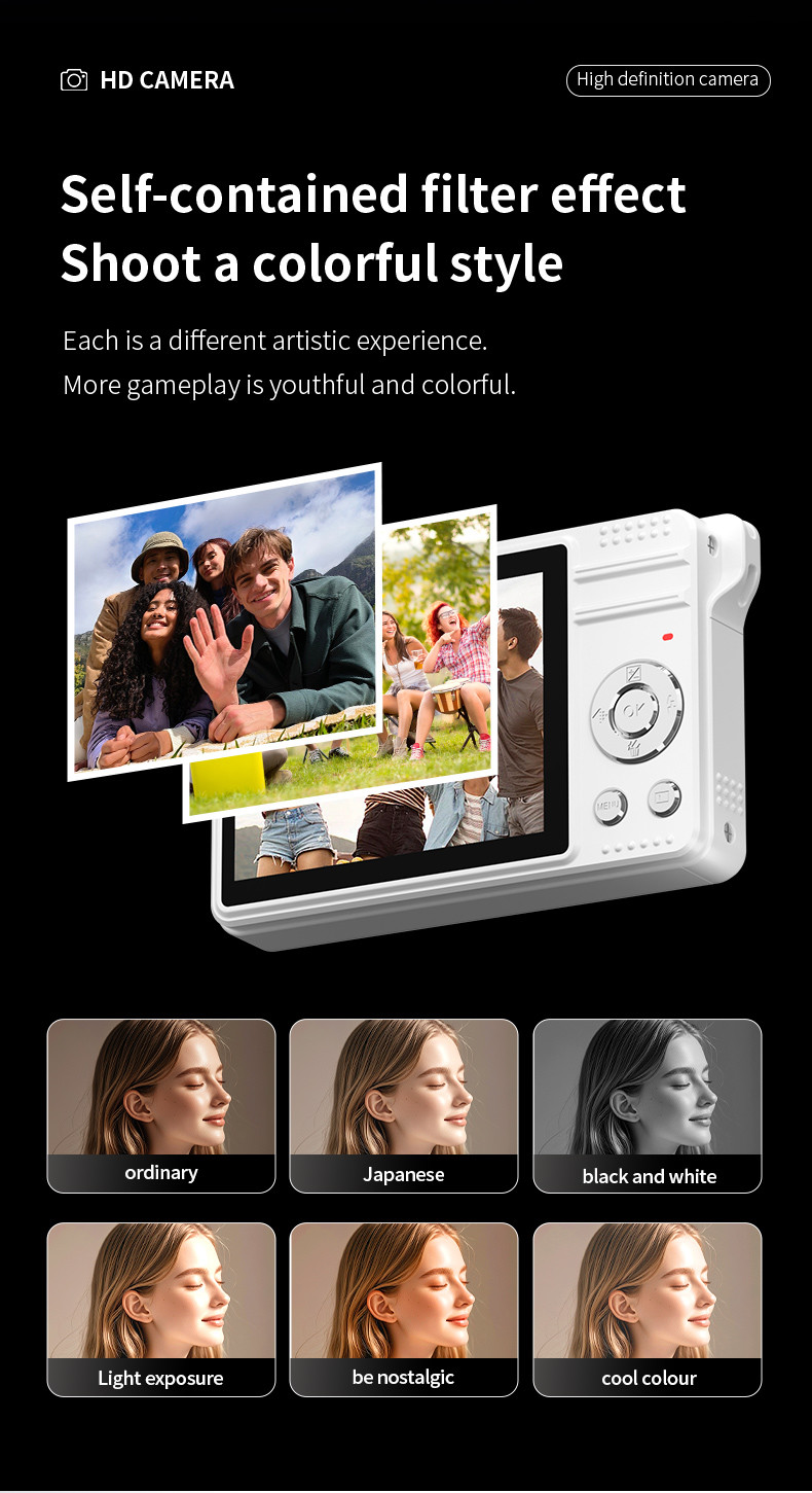 Compact Digital Camera Camcorder Point And Shoot 4K Ultra HD 44MP