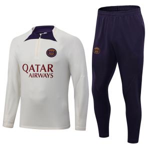 Quality Ivory Full Zip Football Team Tracksuits Training Kit Set wholesale