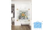 Float Clear Beveled Glass Window Panels , Brass Yellow Diamond Door Glass Panels