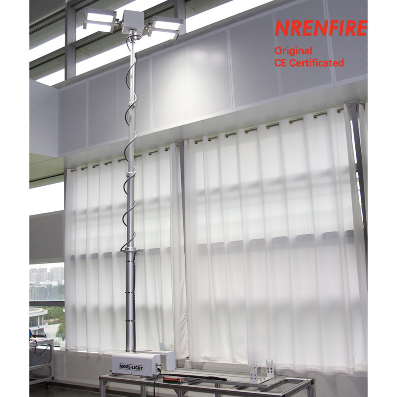 3.8m vehicle roof mount pneumatic telescopic mast light tower for fire tenders/ remote control/ robot mast light