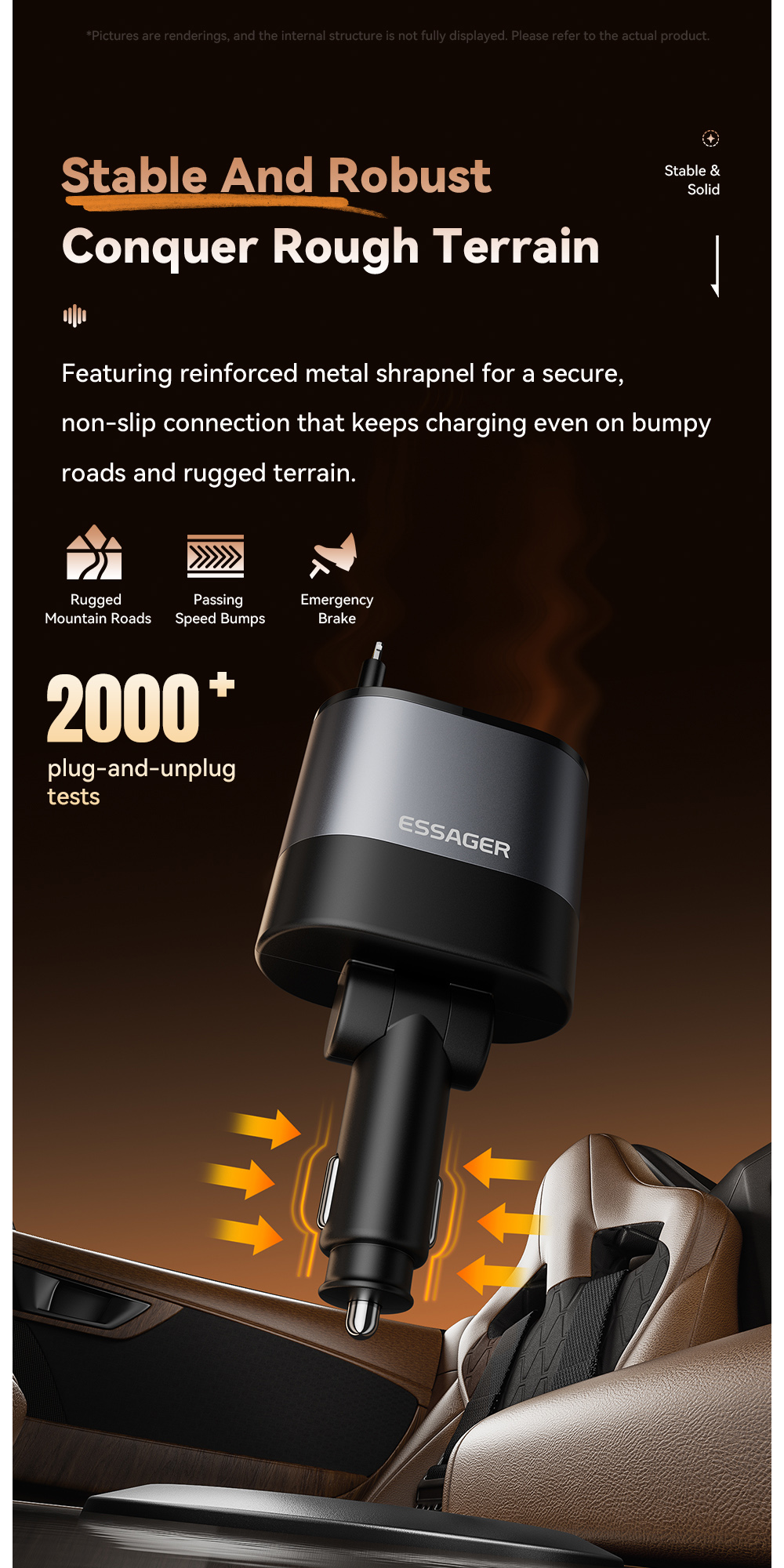 ESSAGER SHE-6001 45W PD 30W with Fast USB C Lighting Cable Type C Car Charger