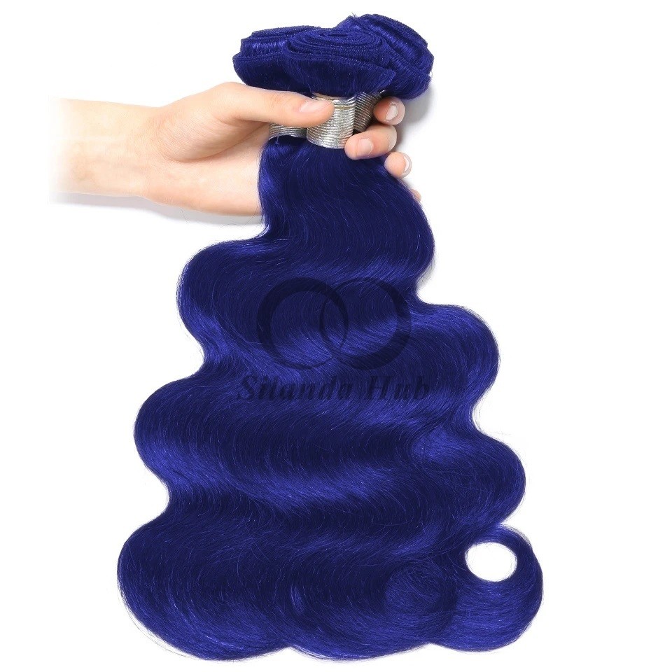 Blue Body Wave Remy Human Hair Bundles Sew In Weave Bundles Brazilian Bundle Deals