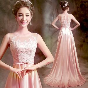 Quality Pink Lace And Satin Sleeveless Slim Waist Gorgeous Evening Dress TSJY128 wholesale