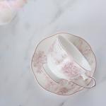 French Vintage Floral Porcelain Coffee Cups And Saucers Food Grade With Spoon