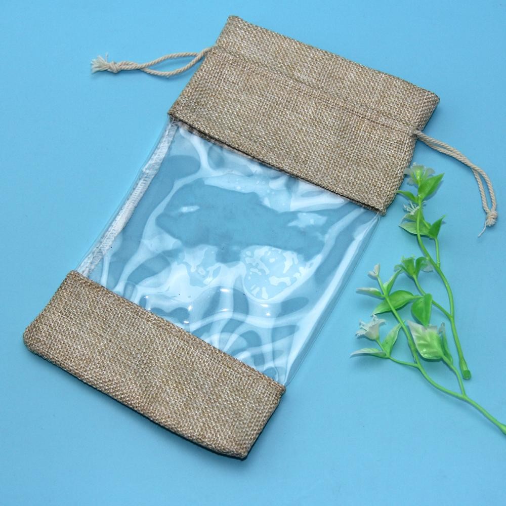 High Fashionable Jute Packaging Bags , Wear Resistant Cotton Drawstring Bags
