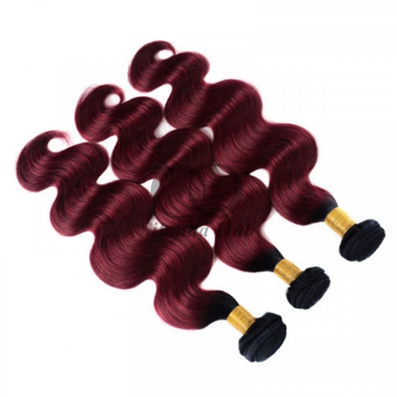 #T1B/Burgundy Body Wave Remy Human Hair Bundles Sew In Weave Bundles Brazilian Bundle Deals