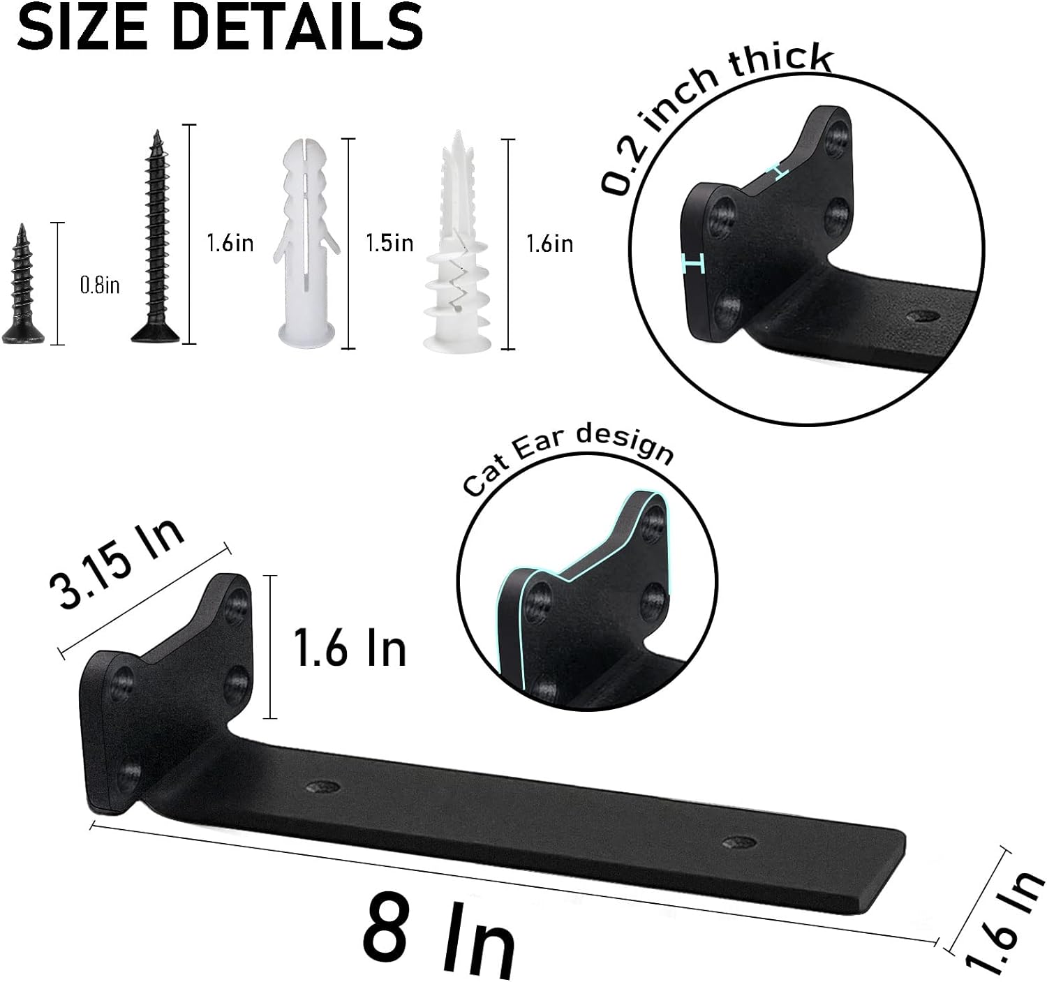6 inch Heavy Duty Steel Shelf Brackets L-Shaped Wall Shelf Brackets Thickness 0.1-5mm