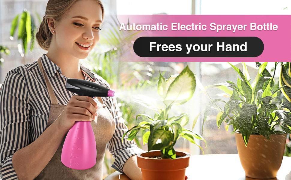 33.8oz Automatic Garden Sprayer Rechargable 1L Spray Mist Bottle For Plants