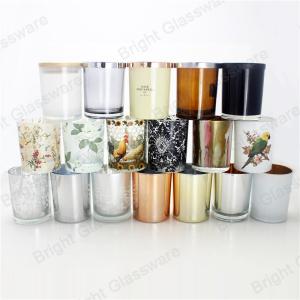 China New glass candle jar with custom logo, candle holder with lid on sale