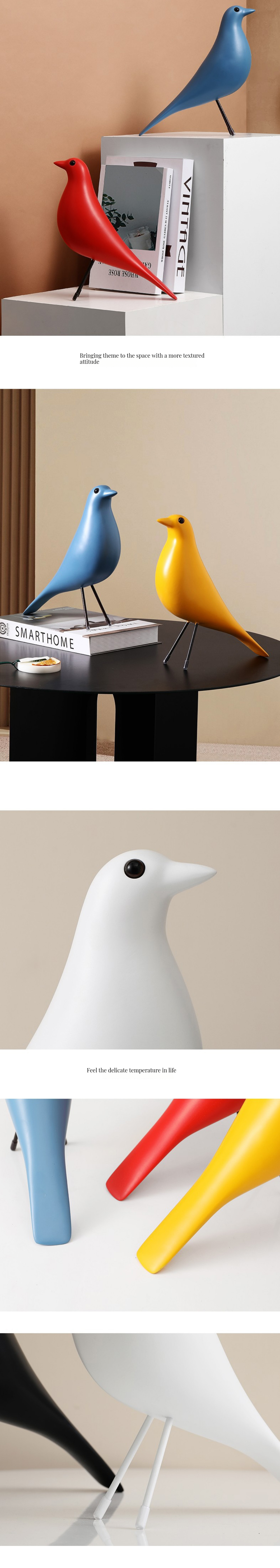 Stylish Modern Simple Style Resin Bird Ornament for Home Decor in Multiple Colors
