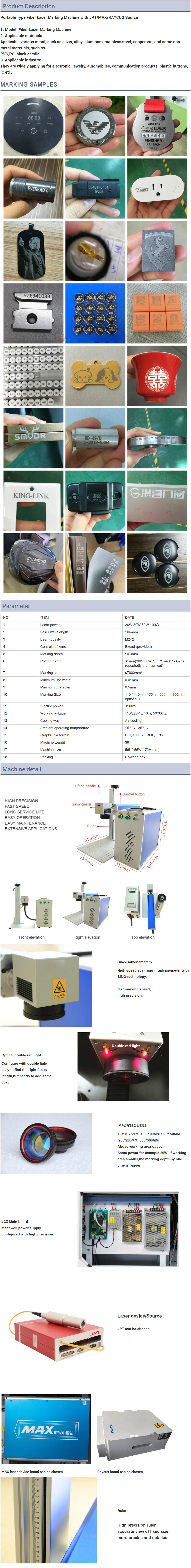 20W/30w MOPA Fiber Laser Color Laser Marking Machine for Colorful Marking Applicable Material Metal Nonmetal Materials