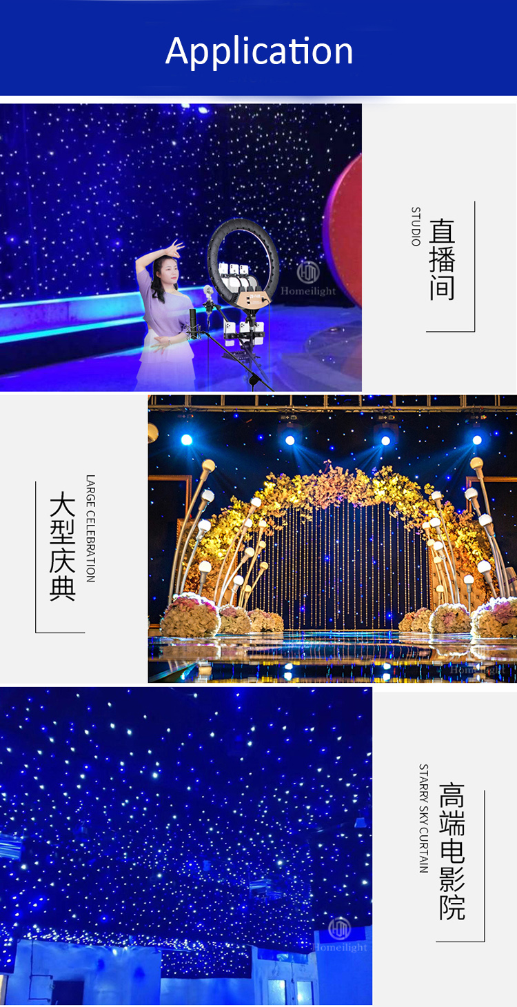 Wedding DJ Booth LED Star Cloth in Blue White Twinkle Light with 8CH Channel
