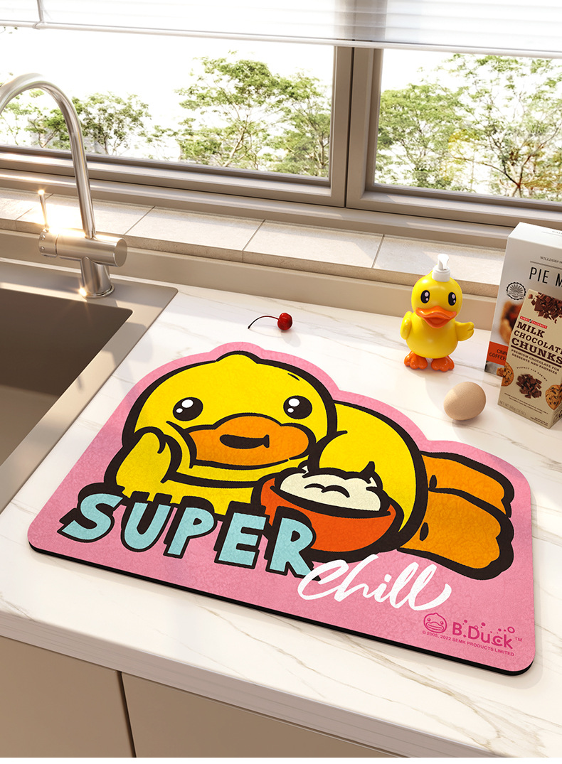 Customizable Cute Cartoon Pattern Kitchen Dish Drying Super Drainage Mat Make It Your Own
