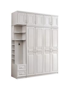 Quality Durable Thick Large Wardrobe With Drawers , ODM Solid Wood White Painted Wardrobe wholesale