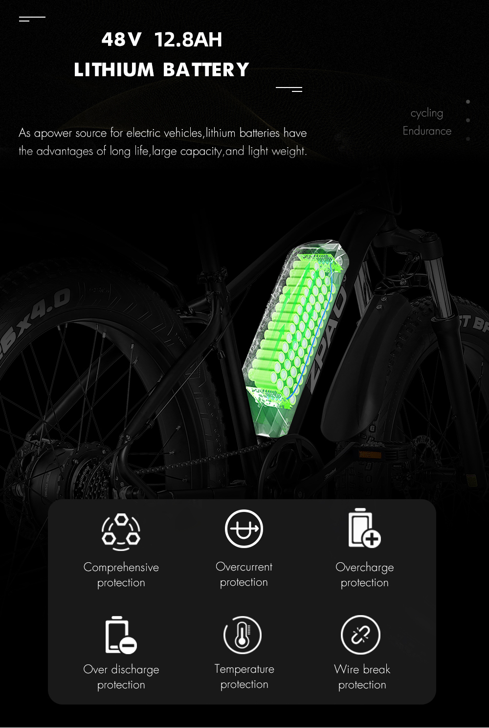 High Power 26 Inch 48V 1000W Fat Tyre Electric Bike With 14Ah - 17Ah Lithium Battery