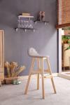 Ash Wood Fabric Modern High Wooden Bar Chair