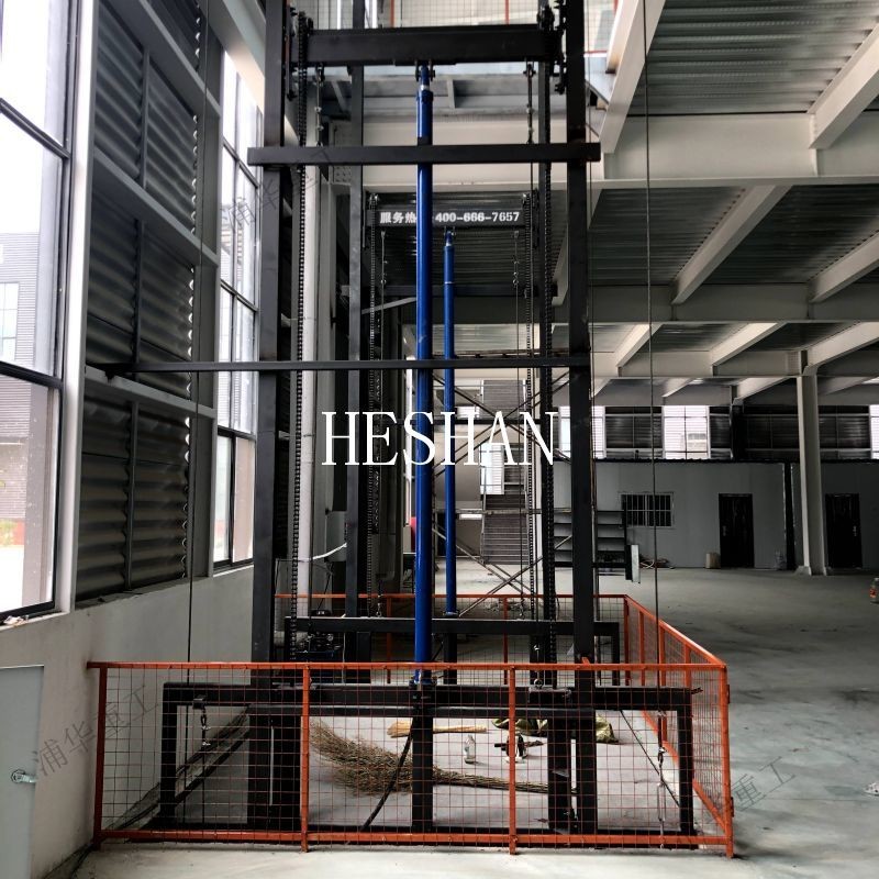 Stationary Leading Rail Small Goods Lift Elevator 1000kg Loading Customized
