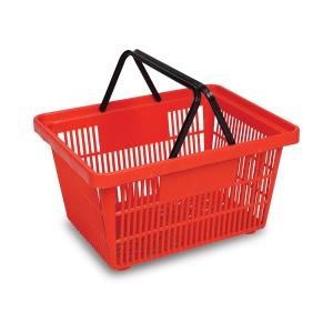 Quality CE 25L Shopping Plastic Supermarket Basket Red Blue Plastic Grocery Basket wholesale