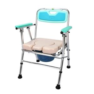 Quality Foldable Aluminum Disabled Toilet Chair Hospital Mobile Commode Chair 63*68.5* 81.5-91.5 Cm wholesale