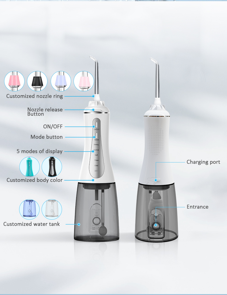 Portable Electric Oral Dental Flosser Waterproof Rechargeable 5 Modes