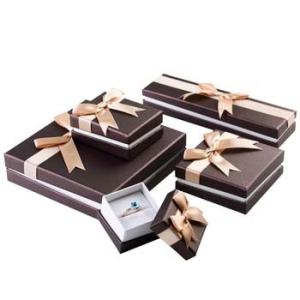 Quality Stylish Design Cardboard Jewelry Gift Boxes With Bow Velvet Foam Insert wholesale