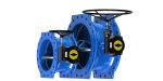 Blue Double Flanged Ductile Iron Double Eccentric Butterfly Valve