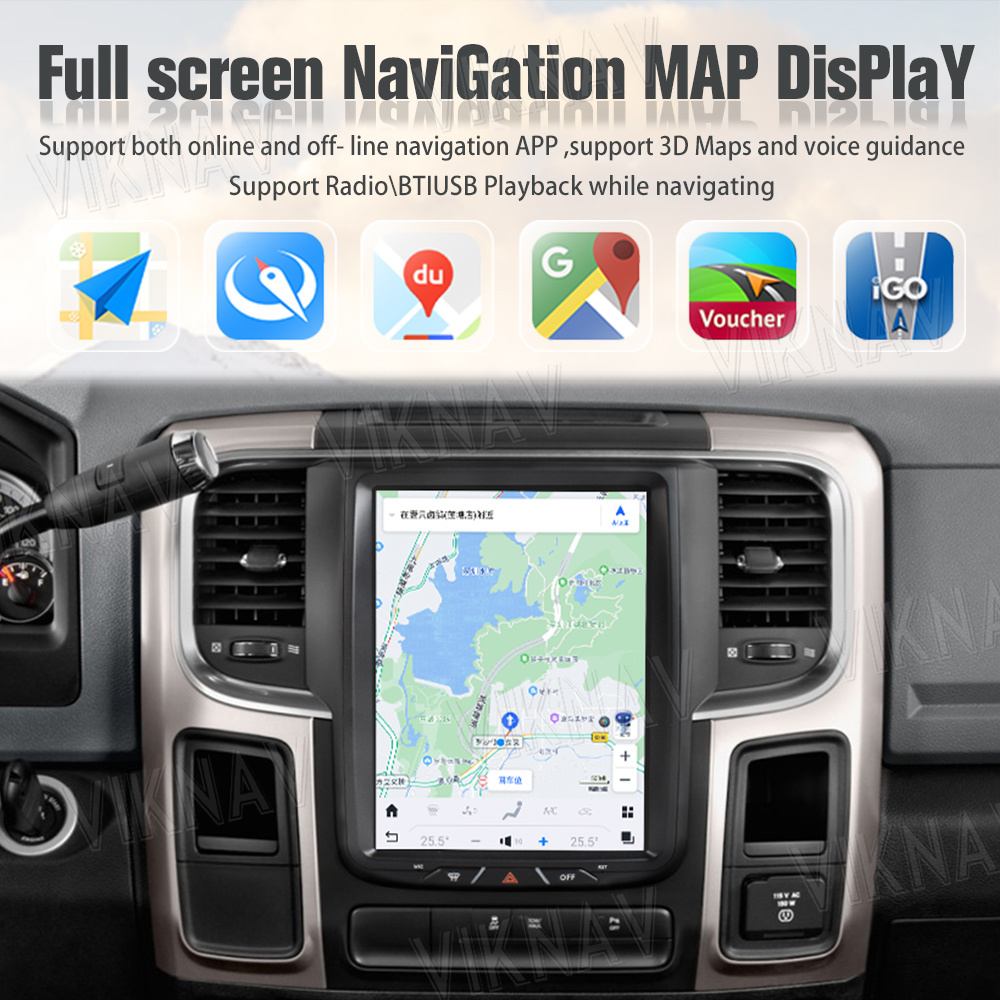 10.5 inch Touch Screen Android 13 Stereo DVD Player For 2013-2019 Dodge Ram Manual AC 8 Core Navigation Car Stereo