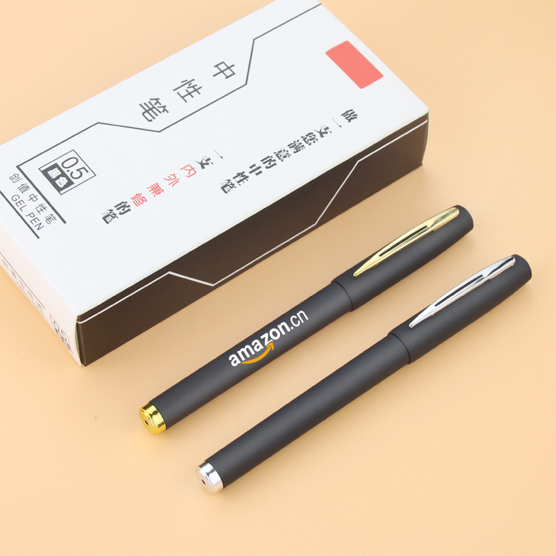 Custom Logo Imprint Black Rubber Coated Plastic Gel Ink Pens for Stationery Promotion