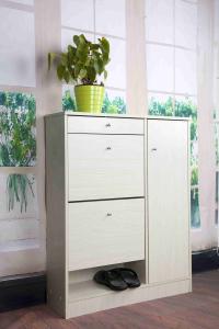 Quality Apartment Slim Shoe Storage Cabinet , 3 Removable Shelves Wooden Shoe Rack With Doors wholesale