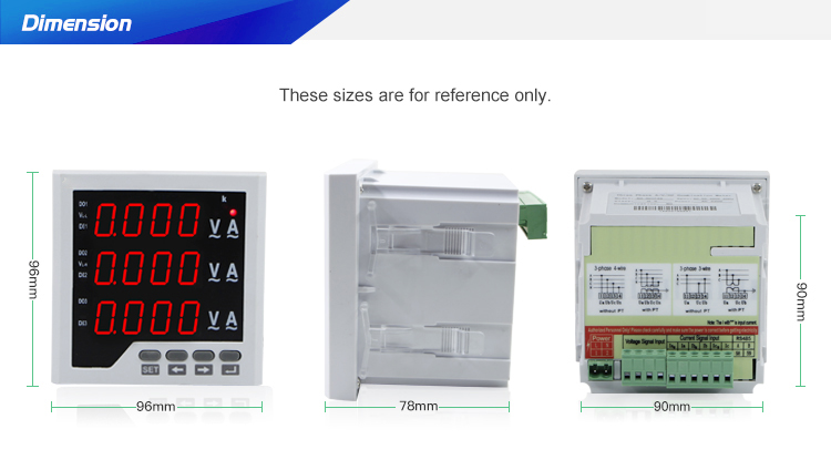 CN-3UIF33 96*96 mm Three Phase A&V&Hz Multi Combined Meter with good quality