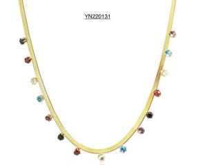 Quality 45cm Snake Bone Chain Necklace Colorful Rhinestone Tassel Pendant Necklace wholesale
