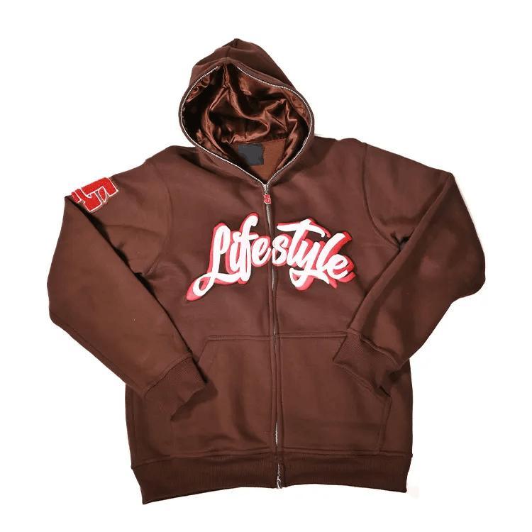 OEM Custom Made Men Oversized Pullover Full Zip up 3D Logo Puff Print Hoodie