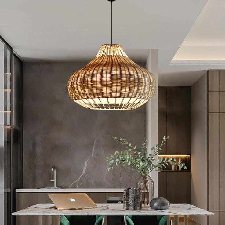 Handmade creative Rattan Pendant Light chandelier Round Shape