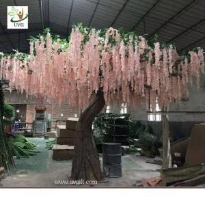 Quality UVG WIS007 6m pink huge silk wisteria blossom fake trees for weddings wholesale