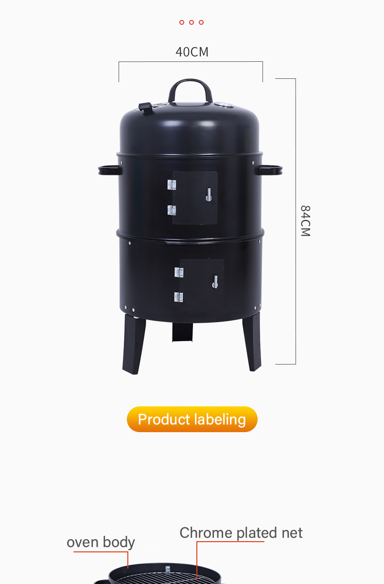 Chrome Plated 3 In 1 Charcoal BBQ Grill for Versatile Cooking and Rotisserie Roasting