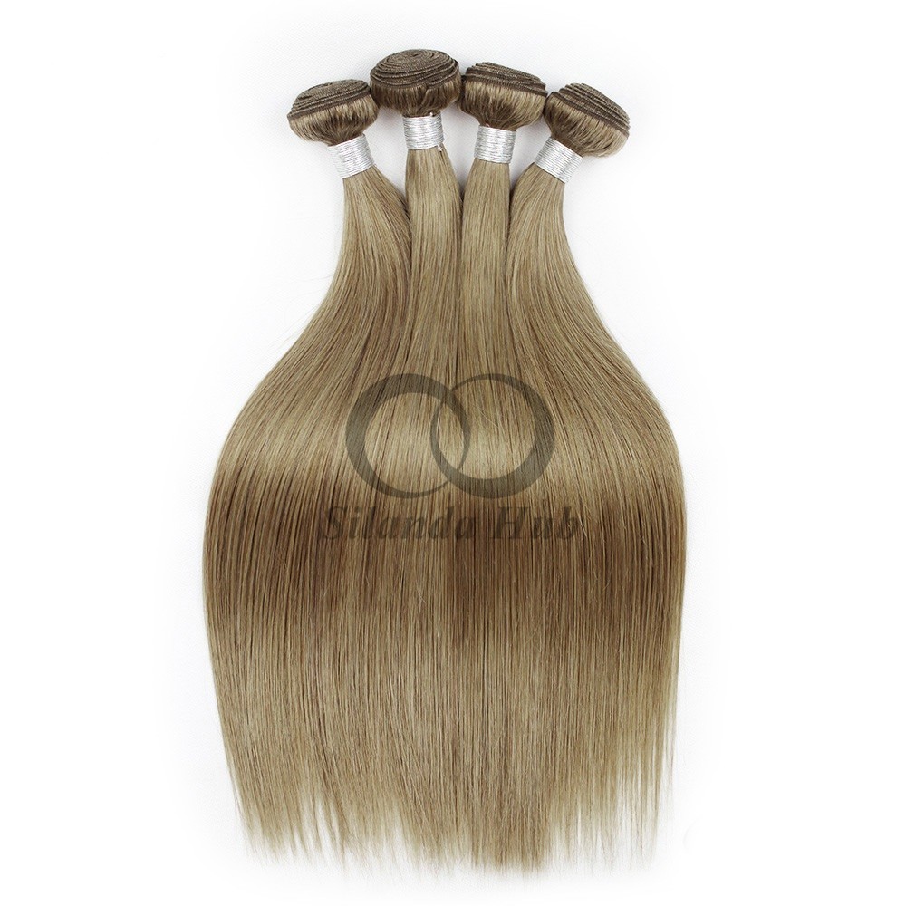 #8 Ash Brown Straight Remy Human Hair Bundles Sew In Weave Bundles Brazilian Bundle Deals