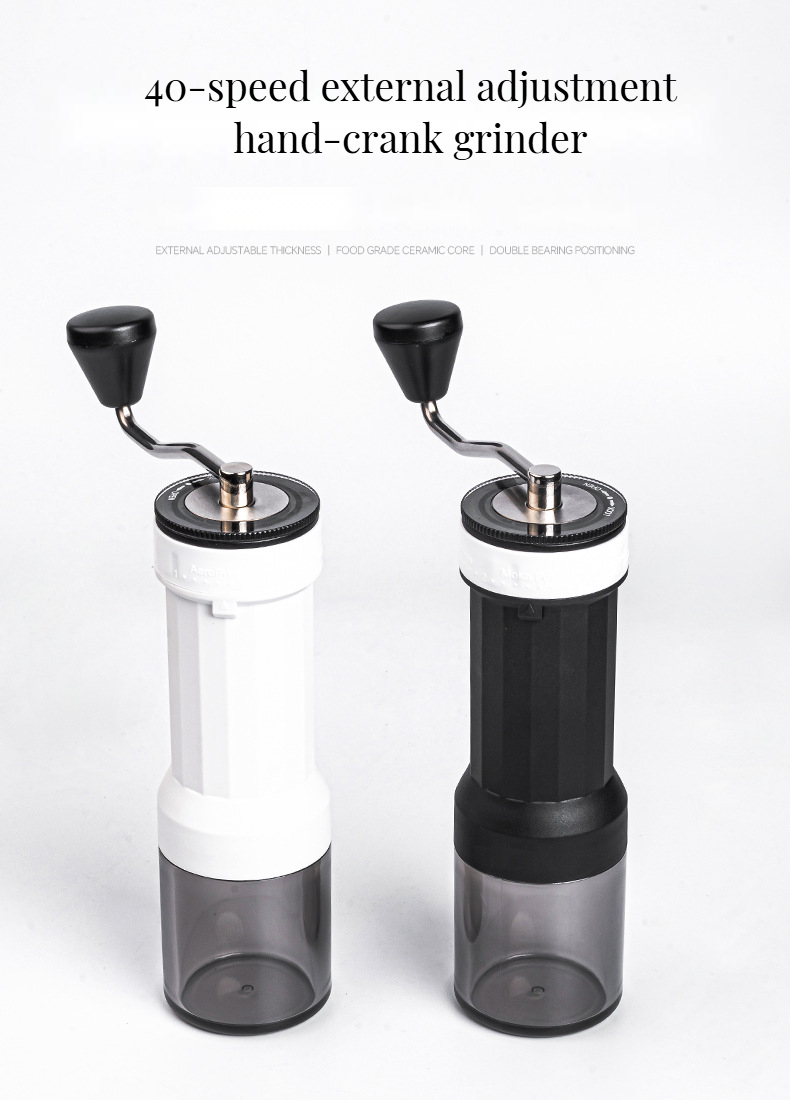30g Capacity Plastic Body Manual Coffee Grinder with External Adjustable Ceramic Burr