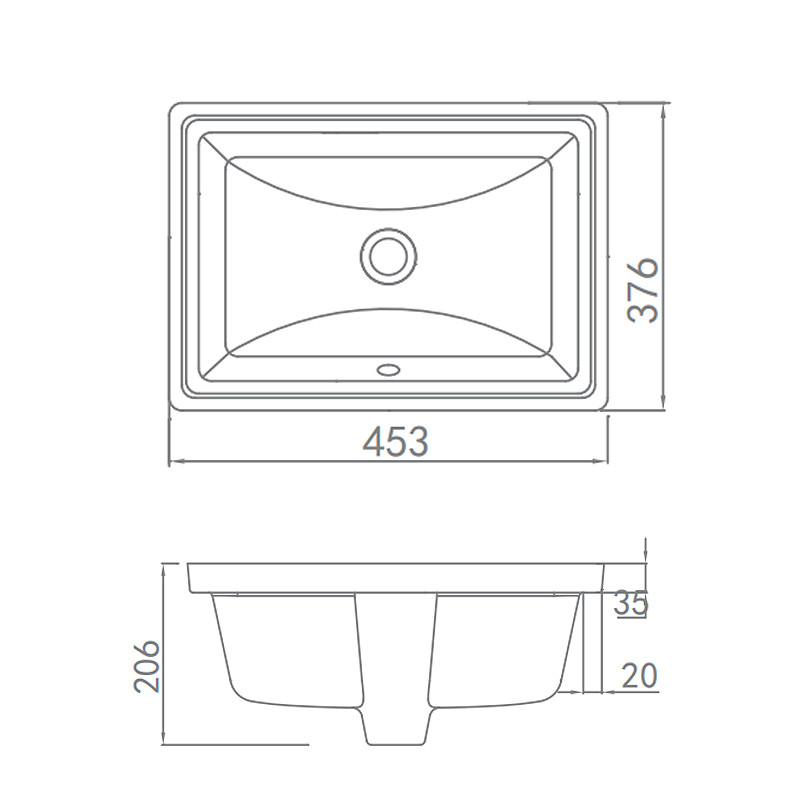 ARROW AP4030 Under Counter Basin Rectangle Shape White Color