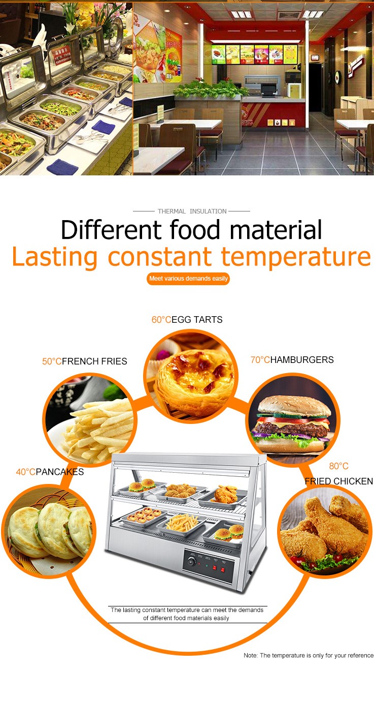 Table Top Electric Heated 2 Layer 6 Tray Stainless Steel Food Display Warmer Showcase