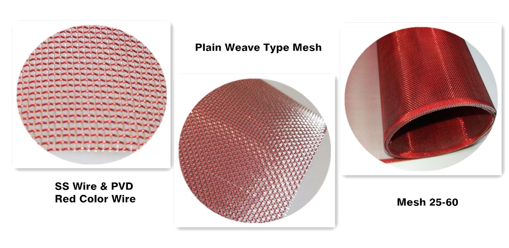 Red Color Lamp Shade Weave Wire Mesh In Stainless Steel And Copper Material