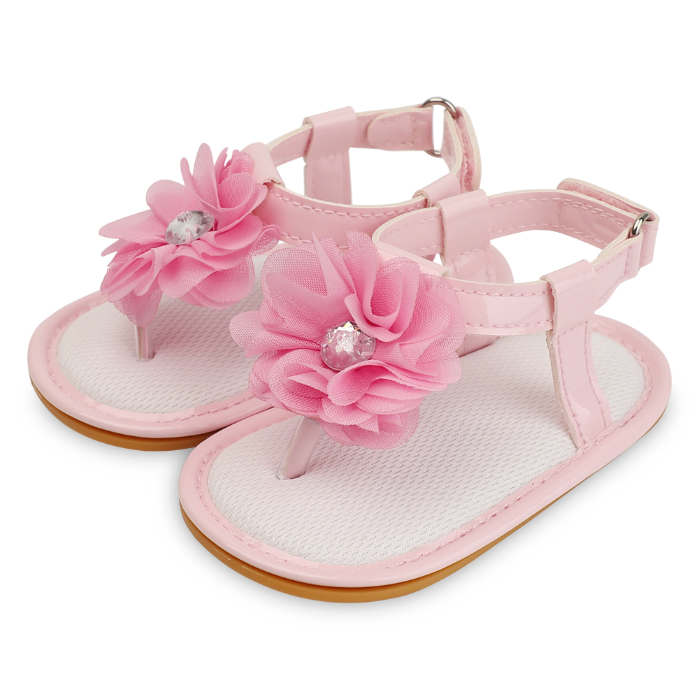 Simple designed PVC upper rubber sole Flower lace 0-18 months Holiday baby girl sandals