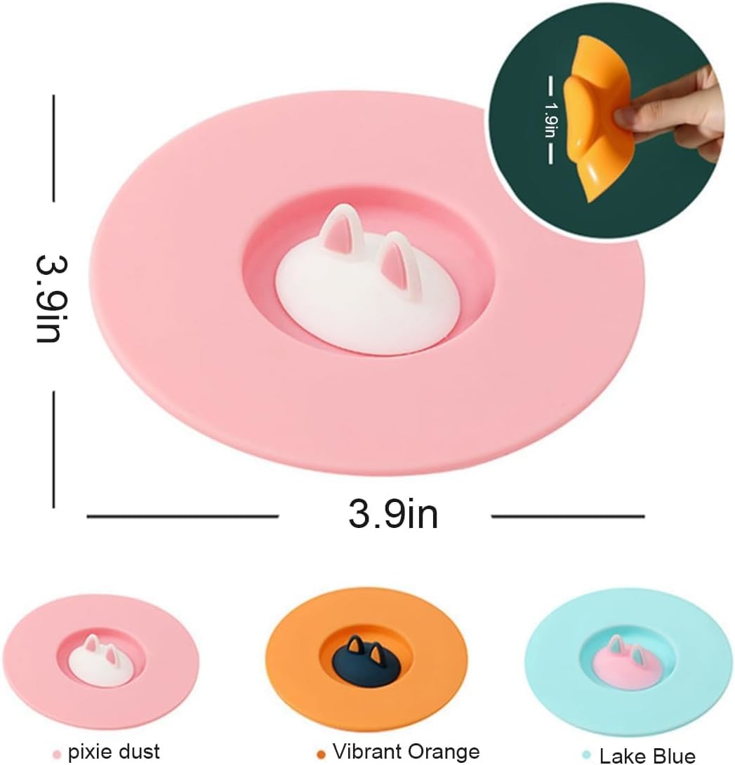Silicone Cup Lids Mug Covers Reusable Coffee Tea Water Cup Lids Anti-Dust Cute Cartoon Design For Glass Cup Coffee Cup