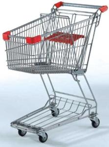 Quality Unfolding Metal Wire Supermarket Shopping Cart , Asia Style 4 Wheeled Shopping Trolley wholesale