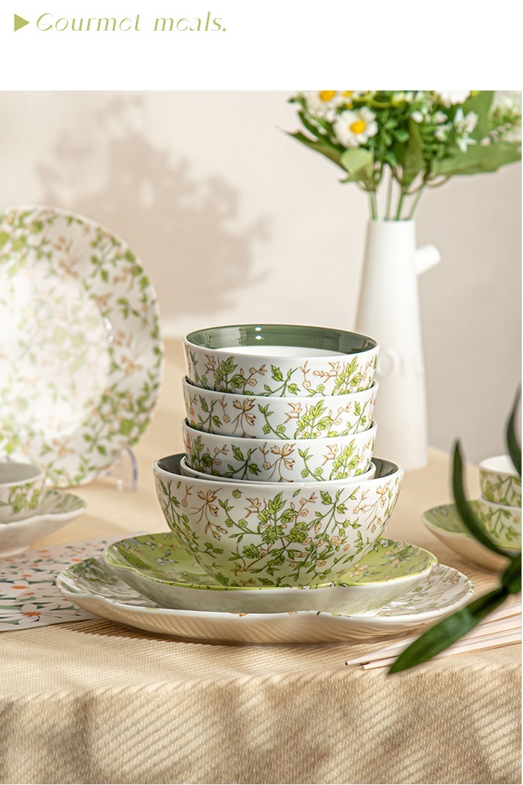 Flower Design Porcelain Tableware Set Perfect For Summer Dining And House Warming Gift