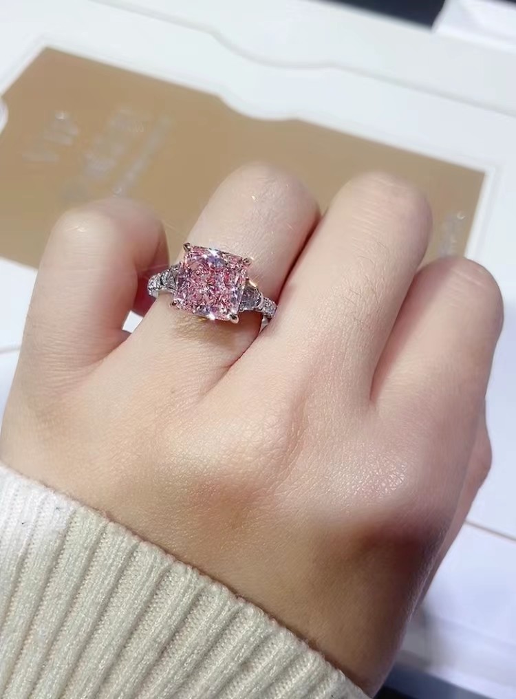 5.7ct Lab Diamond Jewelry Pink Cushion Cut Engagement Rings VS2