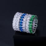 Hot Sale Rainbow CZ Ring For Women Fashion Engagement Wedding Ring Top Quality